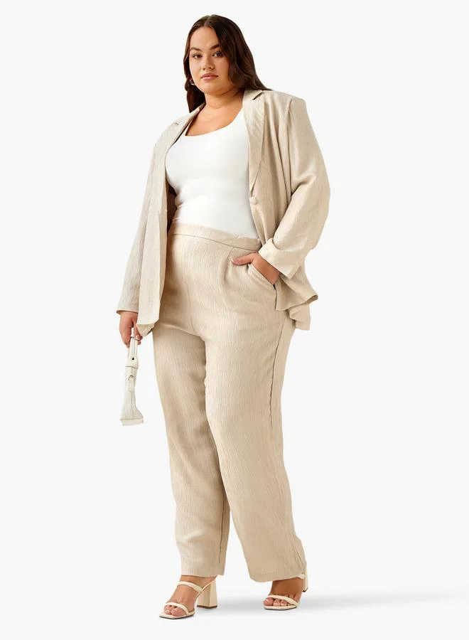  أولا بوبكن Ulla Popken Straight Fit Textured Pants